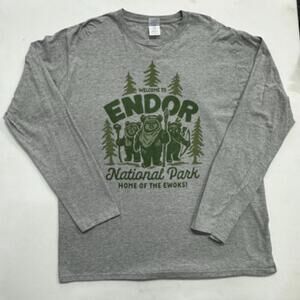 Star Wars Endor National Park Ewok Graphic Long Sleeve Shirt Sz XL Nostalgic